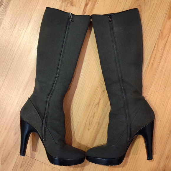 PRADA Logo Jacquard Calzature Donna Boots Women's Sz EU 37.5 US 7 Dark Brown - Picture 2 of 9